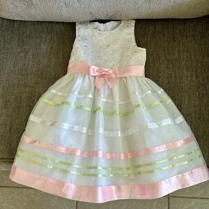 Iris & Ivy Nordstrom Pink, Green, & White Ribbon Party Dress